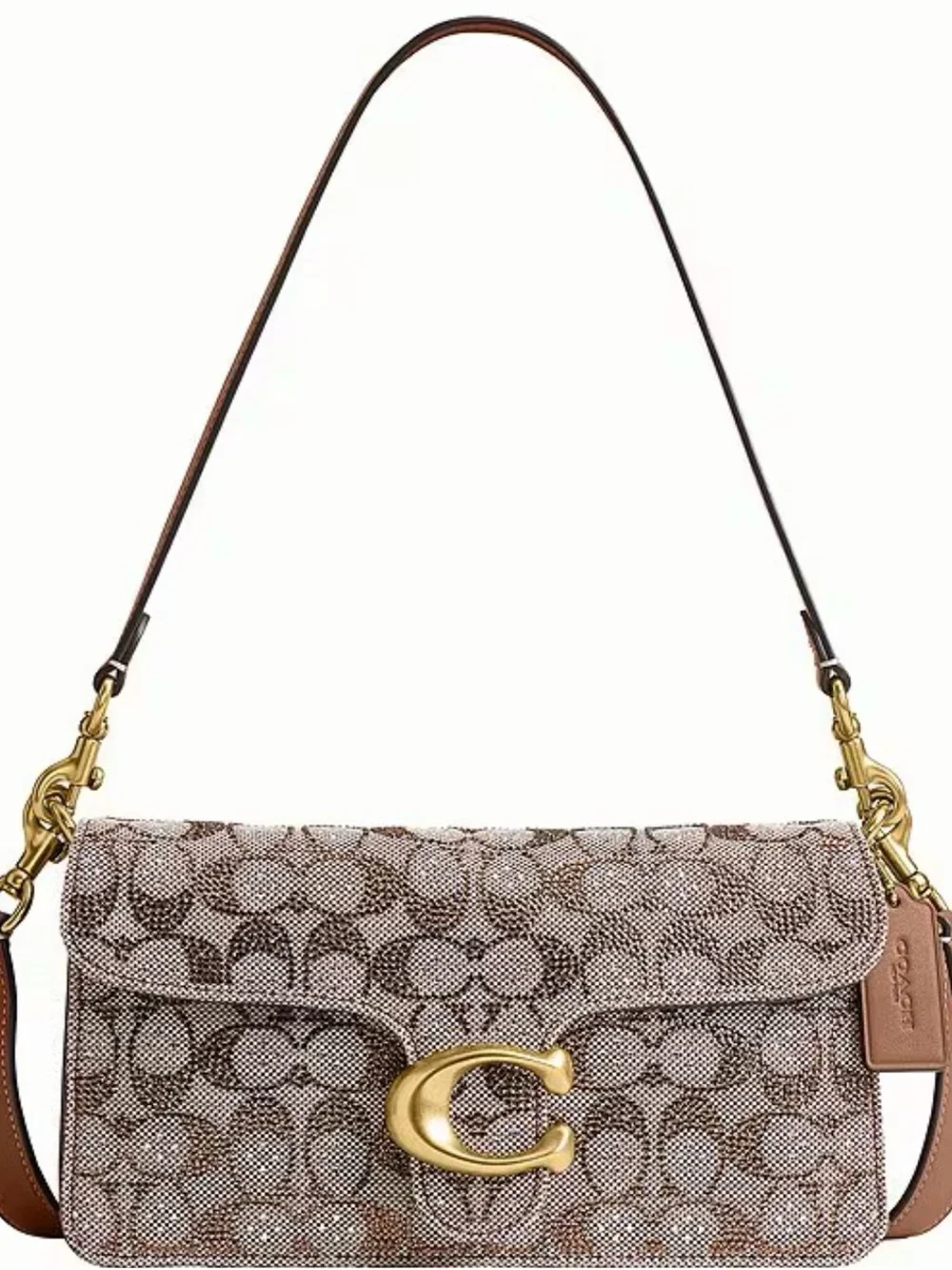 Coach Signature Canvas Shoulder Bag in mushroom with Gold Hardware Tabby 26